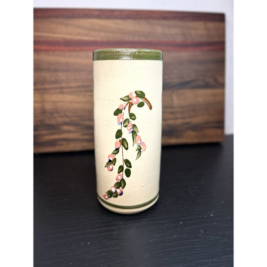Vintage Olde Cape Cod Stoneware Vase Ceramic Art Pottery Floral Motif MCM Decor