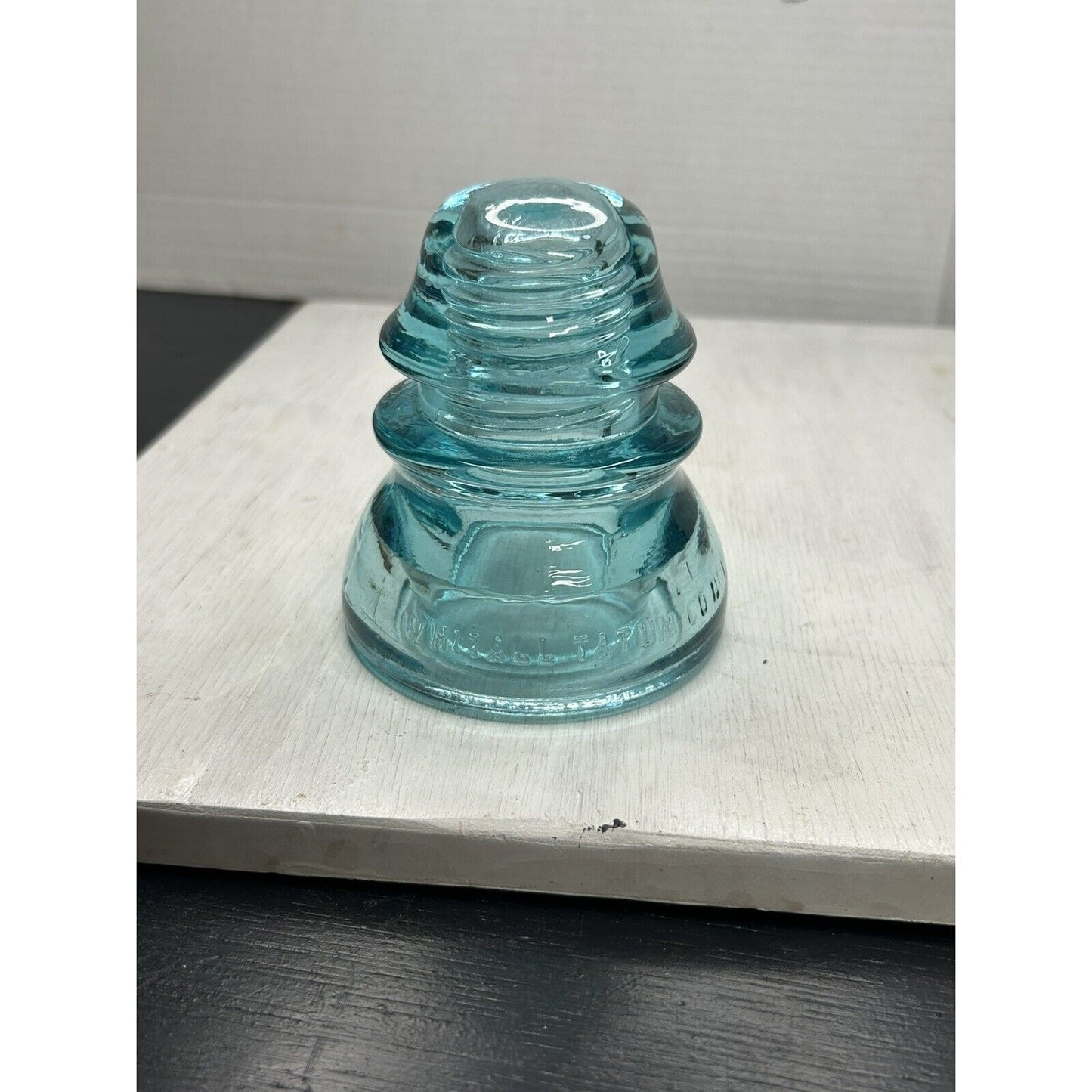Antique Whitall Tatum Co. No. 1 Ice Blue Glass Insulator — Millville NJ — Second Example