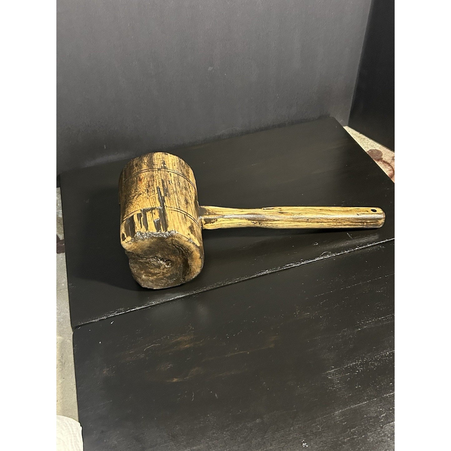 Antique Carpenter's Mallet — Heavily-Used Working Surface — Early 20th Century Joiner's Tool — Rustic Primitive Decor