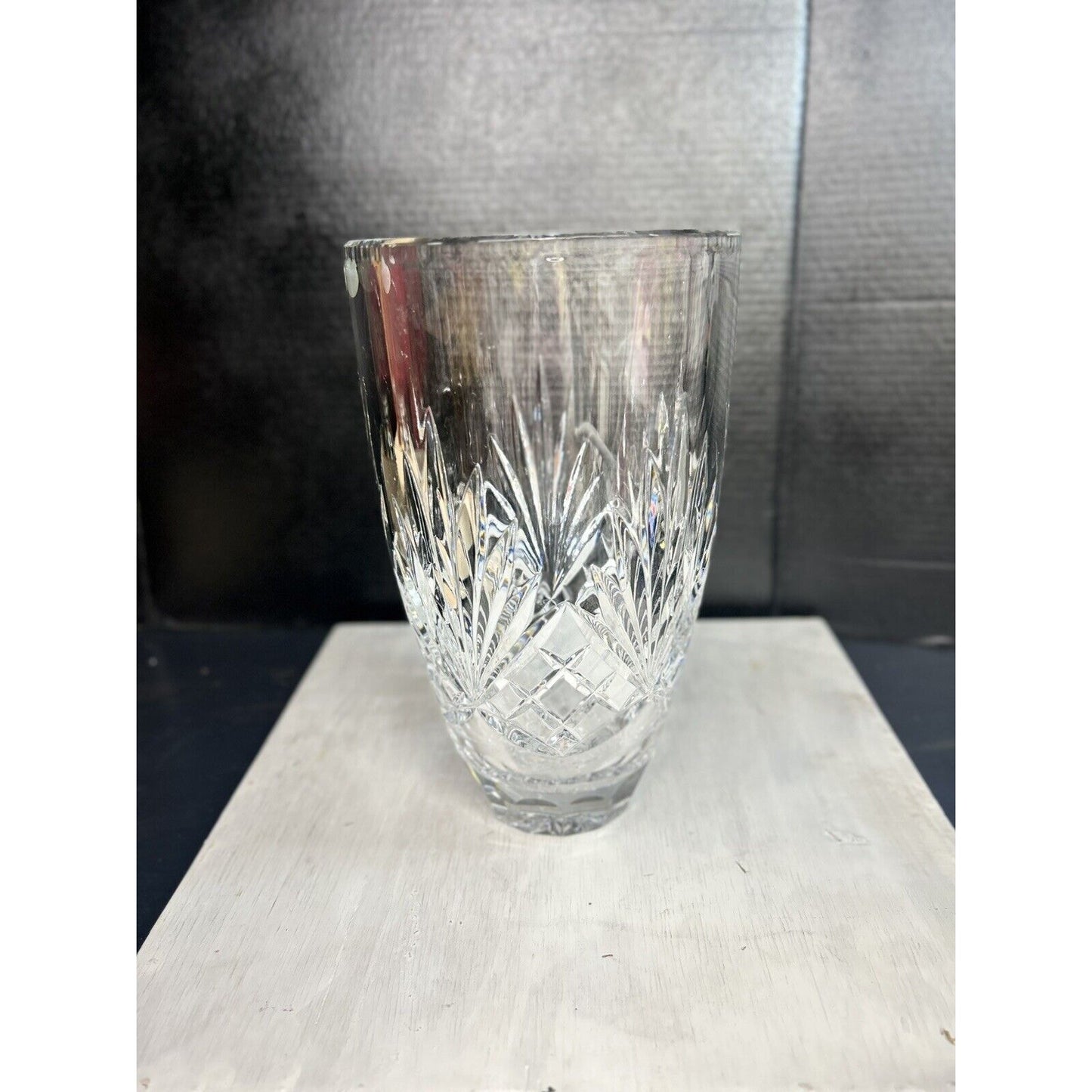 Gorgeous Vintage Large Rogaska Cut Glass Full Lead Crystal Vase . Heavy. MCM