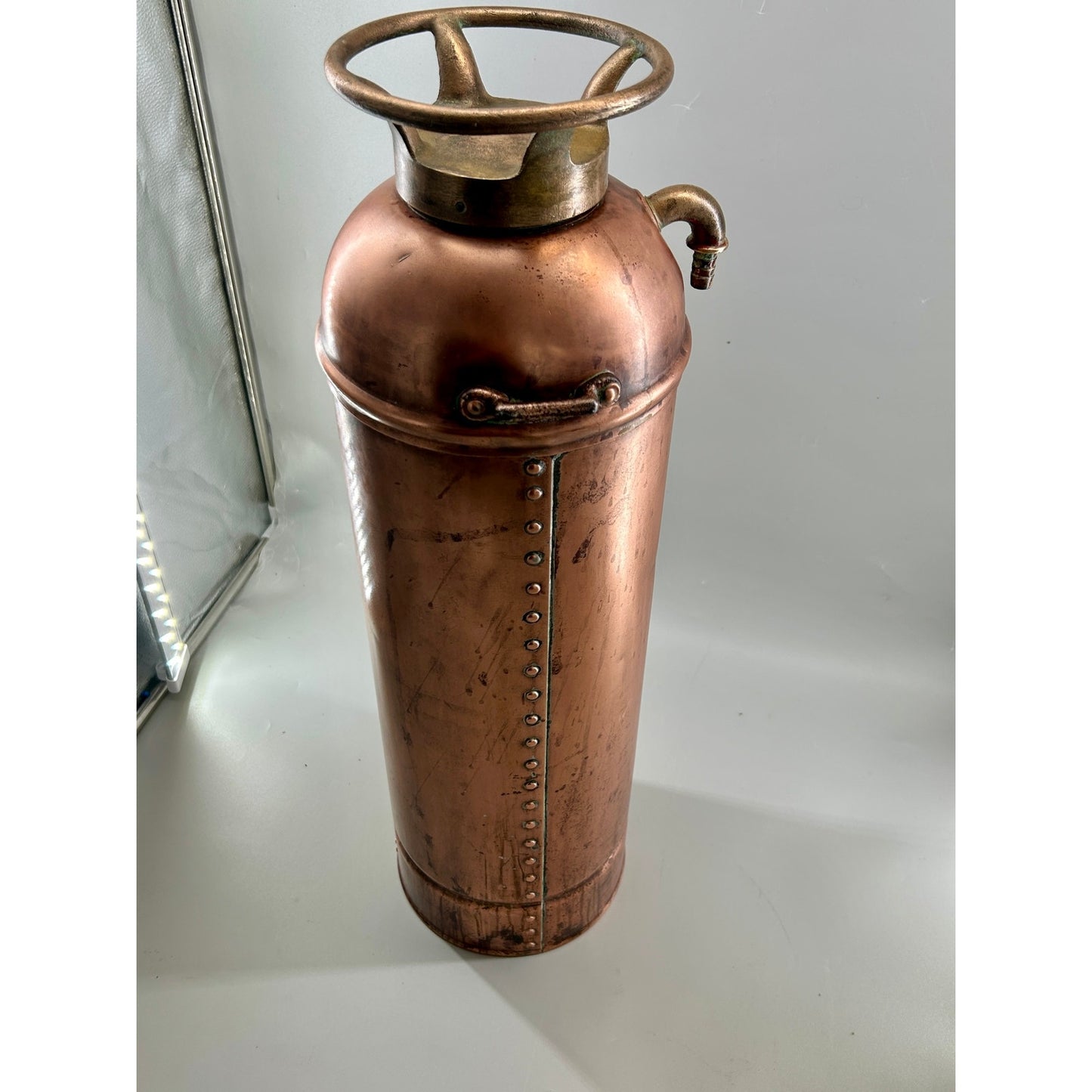 Antique ESSANAY Soda-Acid Fire Extinguisher c.1910s – Solid Copper & Brass – Complete Original Components – Collector Grade. Industrial