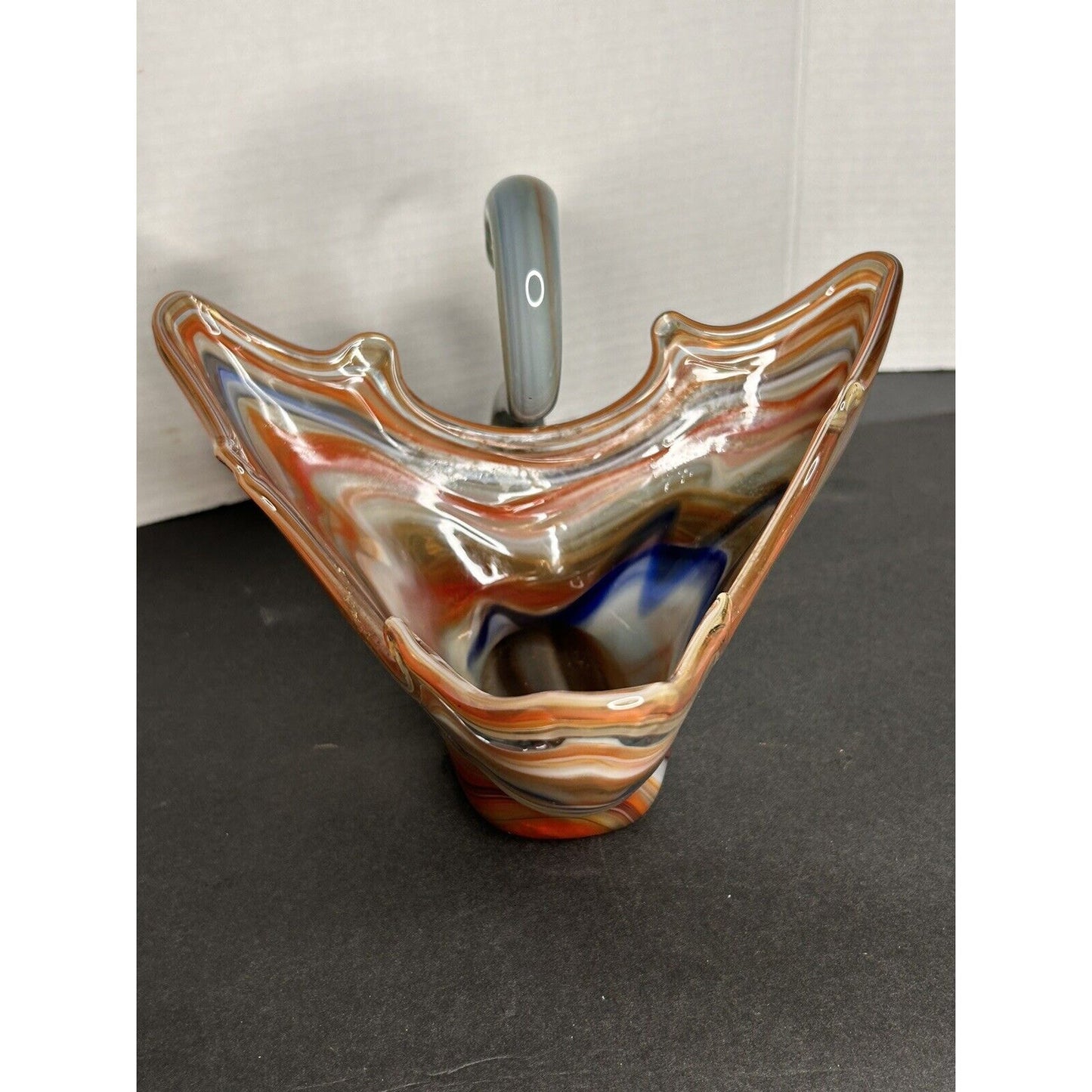 MCM Murano style art glass swan dish back view