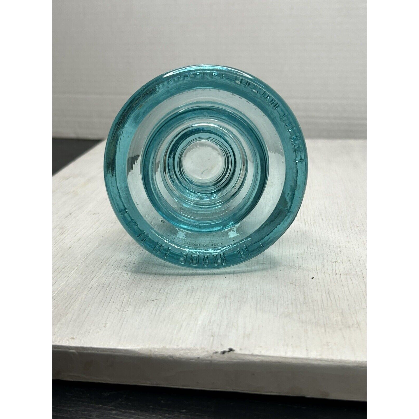 Whitall Tatum No 1 icy blue glass insulator all angles