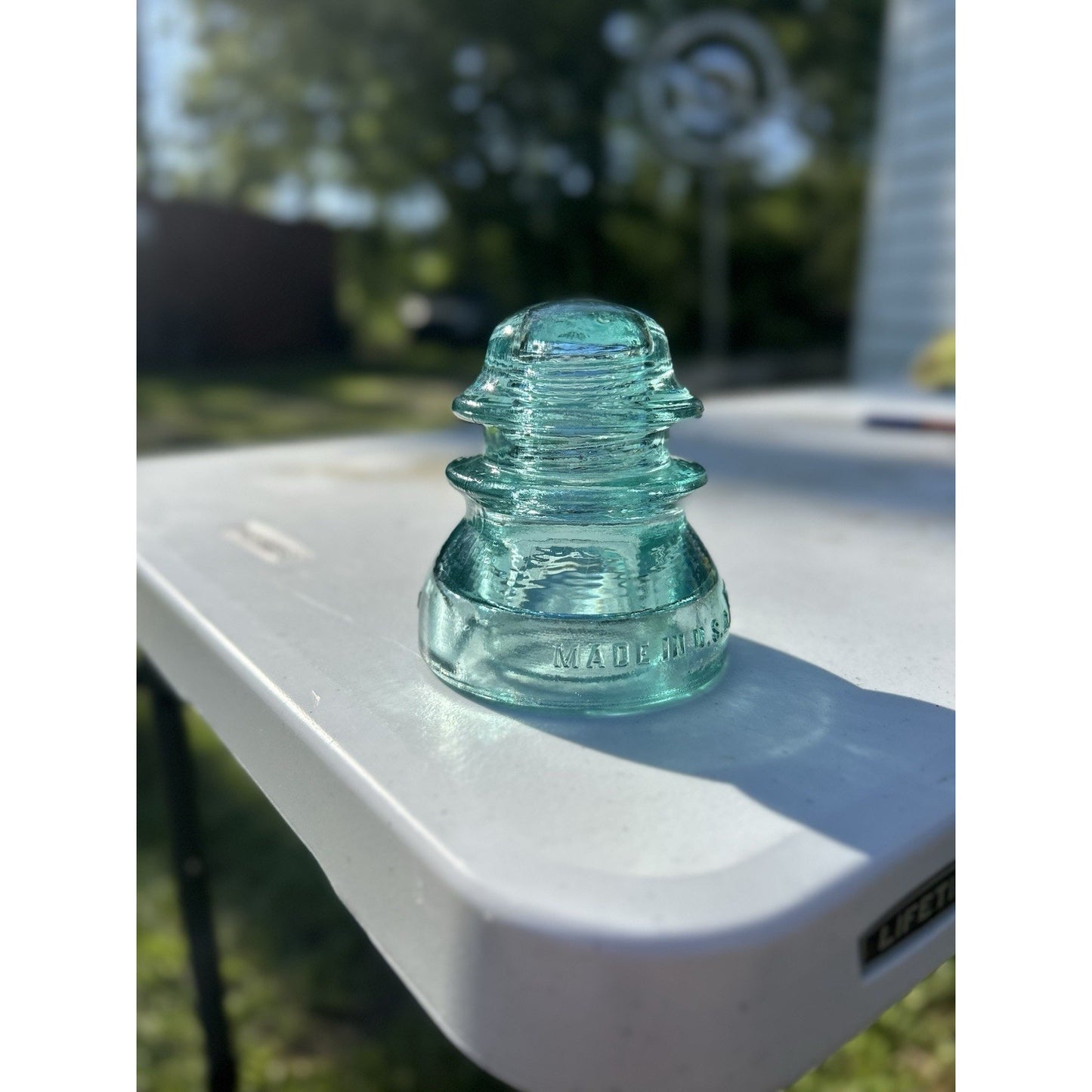 Antique Whitall Tatum Co. No. 1 Ice Blue Glass Insulator — Scarce Color — Excellent Condition