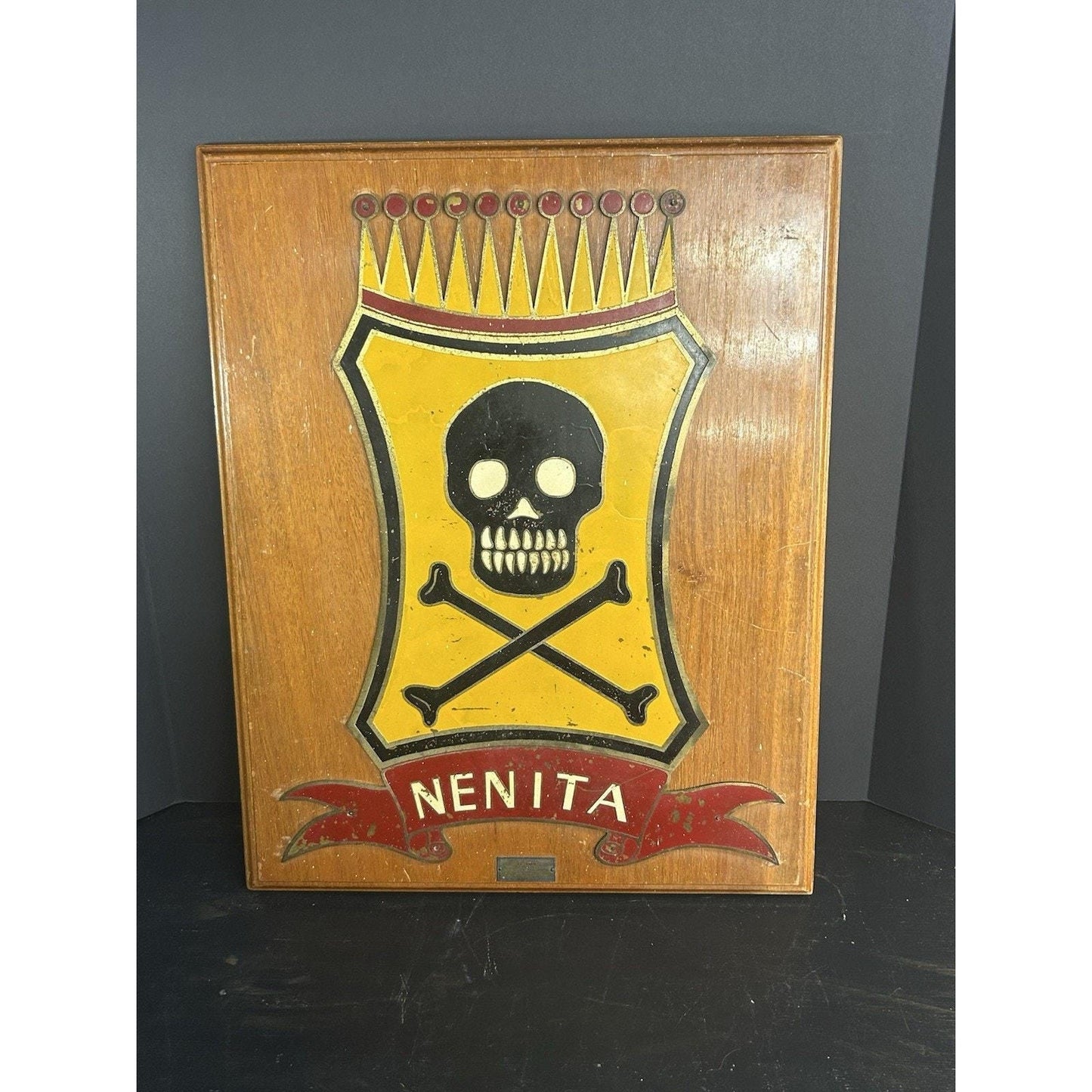 Philippine Nenita Unit Skull & Crossbones Plaque El Oro Military Jeweler Manila Cold War Era Cast Metal. 7th Battalion Combat Team