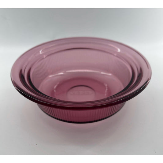 Vintage Corning VISIONS Cranberry Glass Pie Dish V - 30 - B 24oz 750ml Ribbed Baking Dish Oven Safe USA Small Casserole Dish rare Visionware.