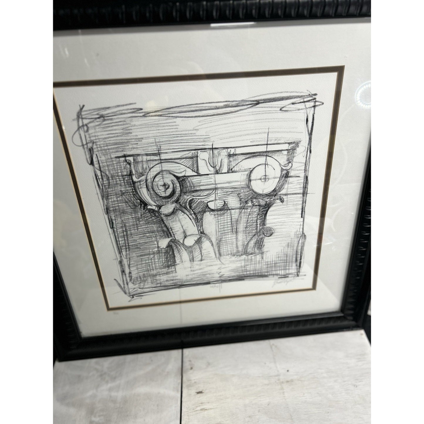 Ethan Harper Drawing the Elements II Signed Print Framed Architectural Art Rare!