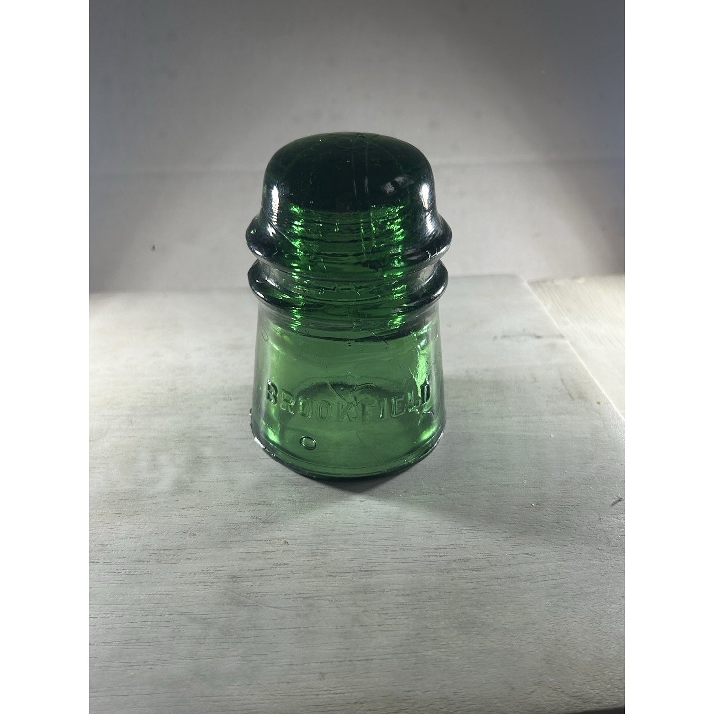 Vintage Deep Emerald Green Brookfield CD 145 Glass Insulator — Rare Color Variant
