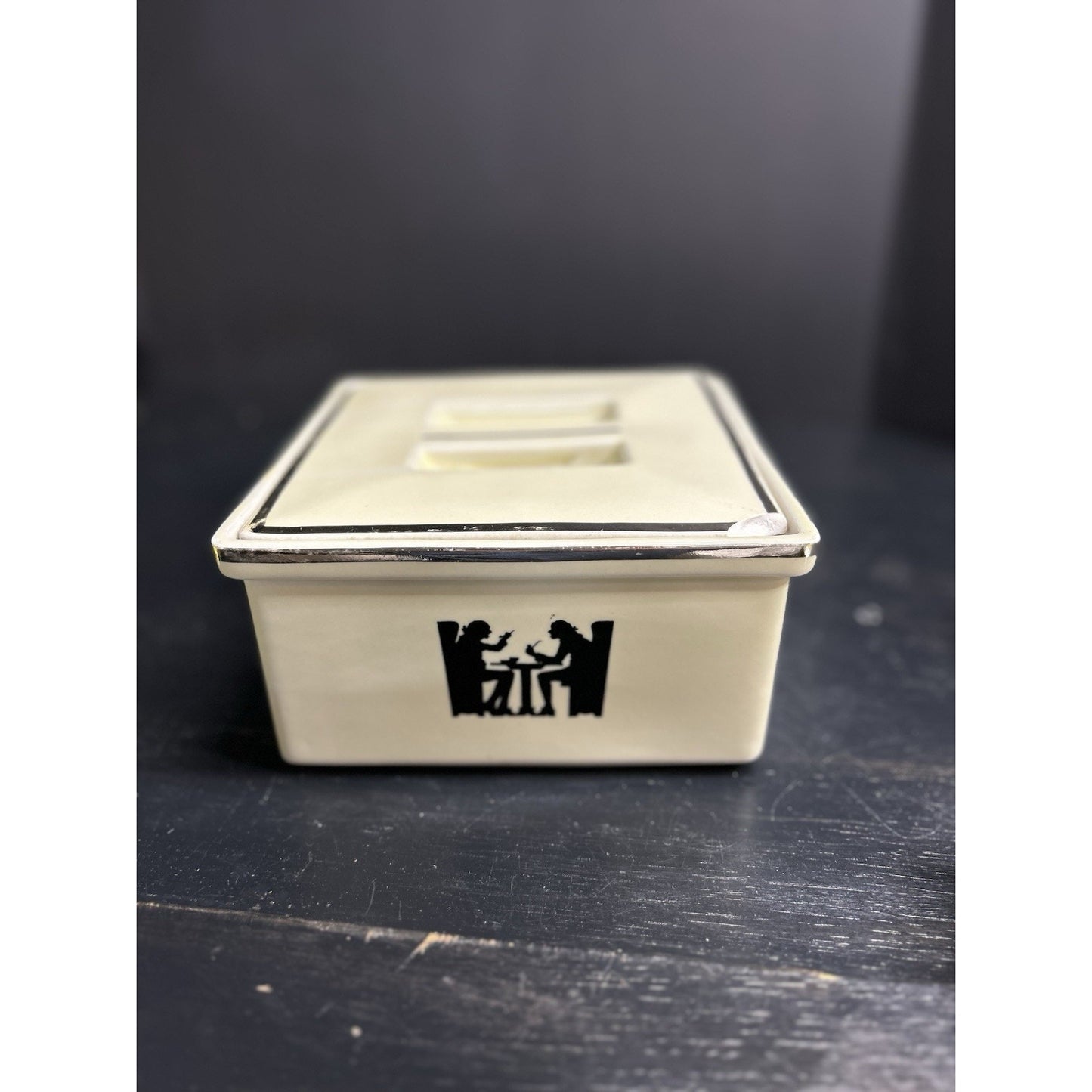 Vintage Hall's Covered Refrigerator Dish Silhouette Deco USA 1940s Mid Century