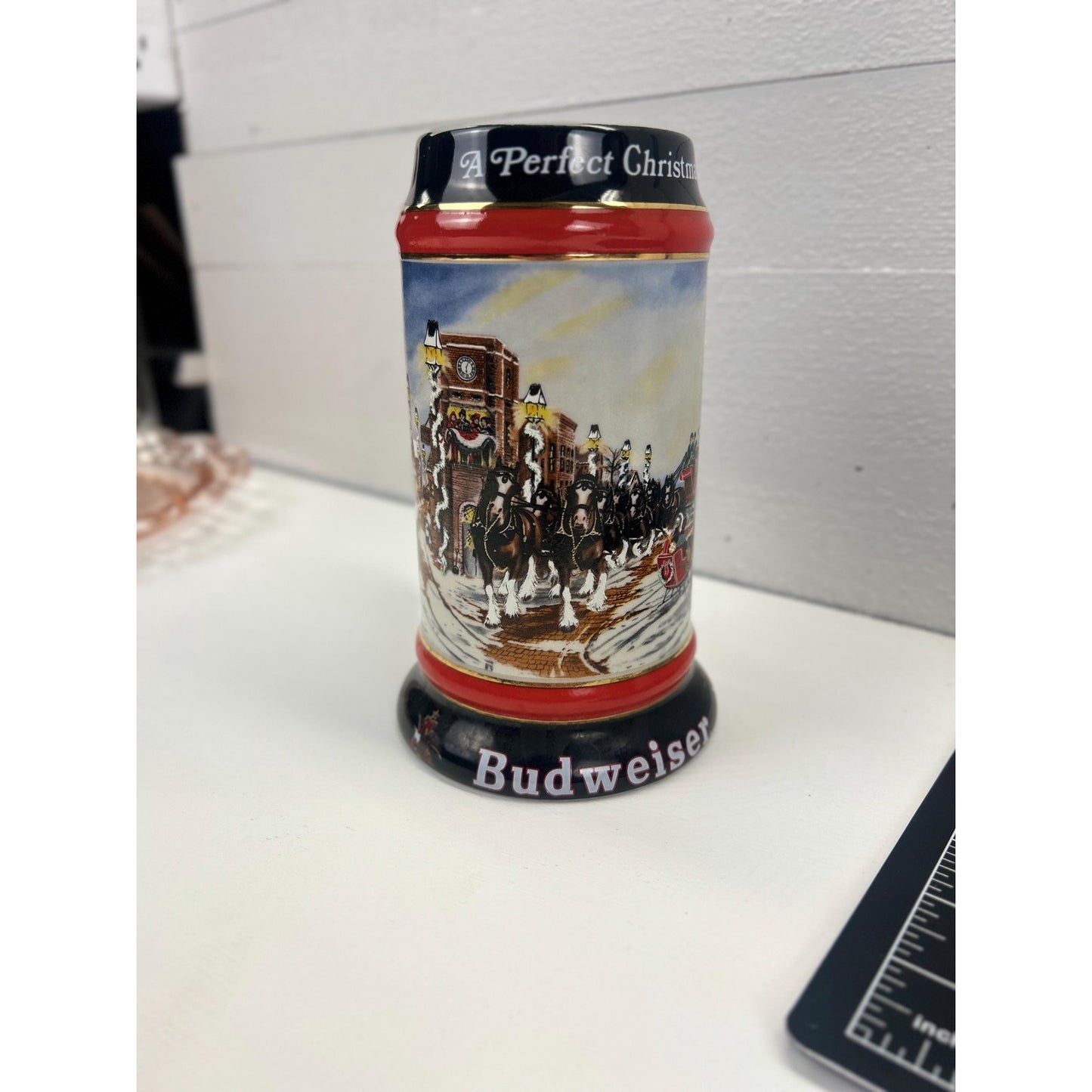 Vintage Budweiser Clydesdales Beer Stein 1992 A Perfect Christmas Holiday Mug Anheuser Busch Ceramarte Breweriana . Great Christmas gift