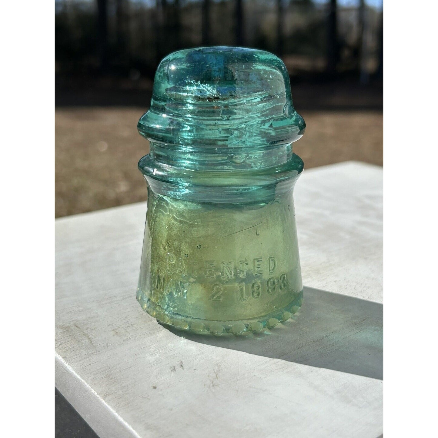 Antique Hemingray No. 9 Aqua Glass Insulator — Patent May 2 1893 — Embossed