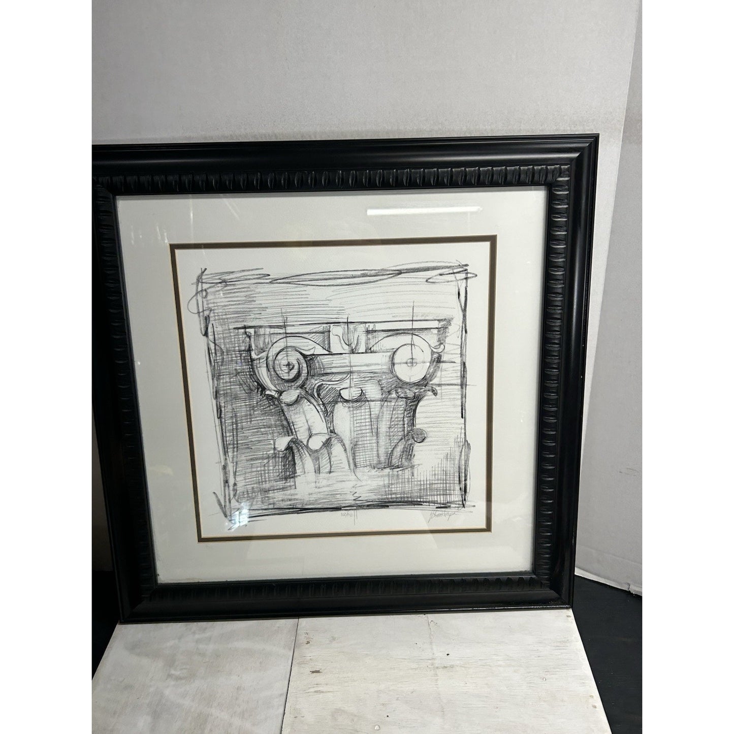 Ethan Harper Drawing the Elements II Signed Print Framed Architectural Art Rare!
