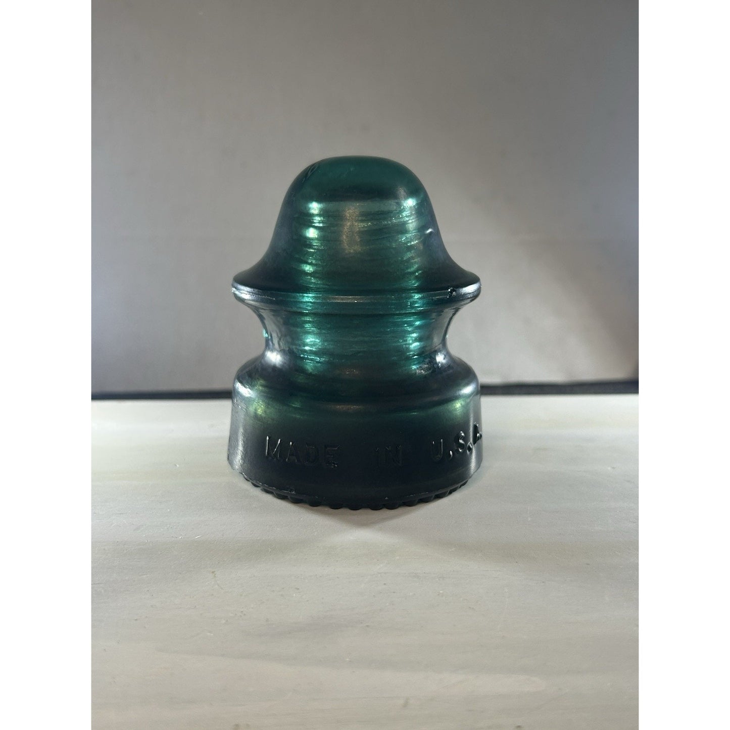 RARE Vintage Green Black Swirl Hemingray 20 Glass Insulator Matte Glass. Scarce!