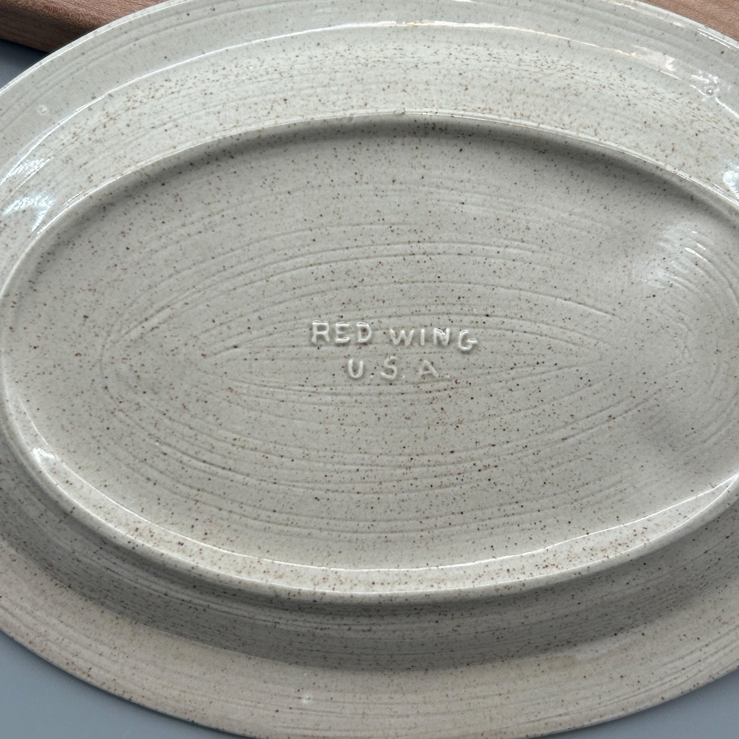 Vintage Red Wing USA Fish Platter Stoneware Fish Bone Serving Plate Speckled Mid Century Kitchen Seafood Dish 12 Inch Farmhouse