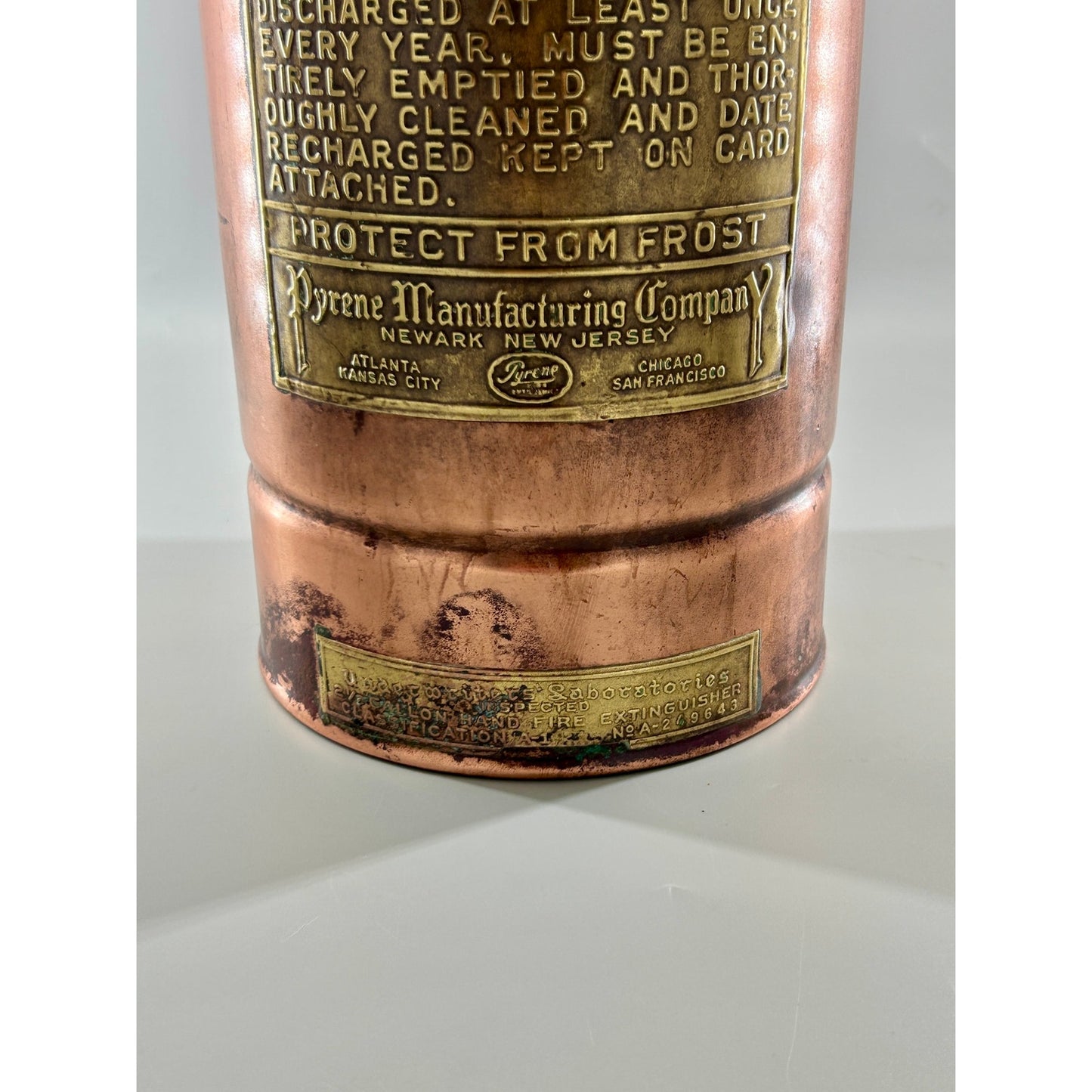 Antique ESSANAY Soda-Acid Fire Extinguisher c.1910s – Solid Copper & Brass – Complete Original Components – Collector Grade. Industrial