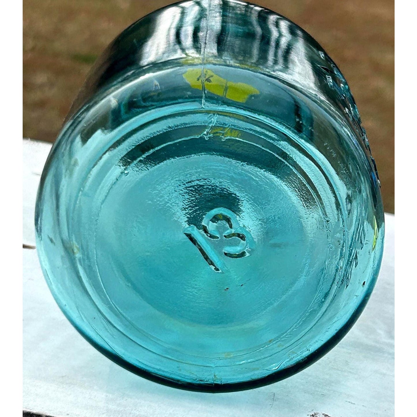 Antique Ball Perfect Mason Jar #13 Mold Aqua Quart w Original Zinc Lid 1920s