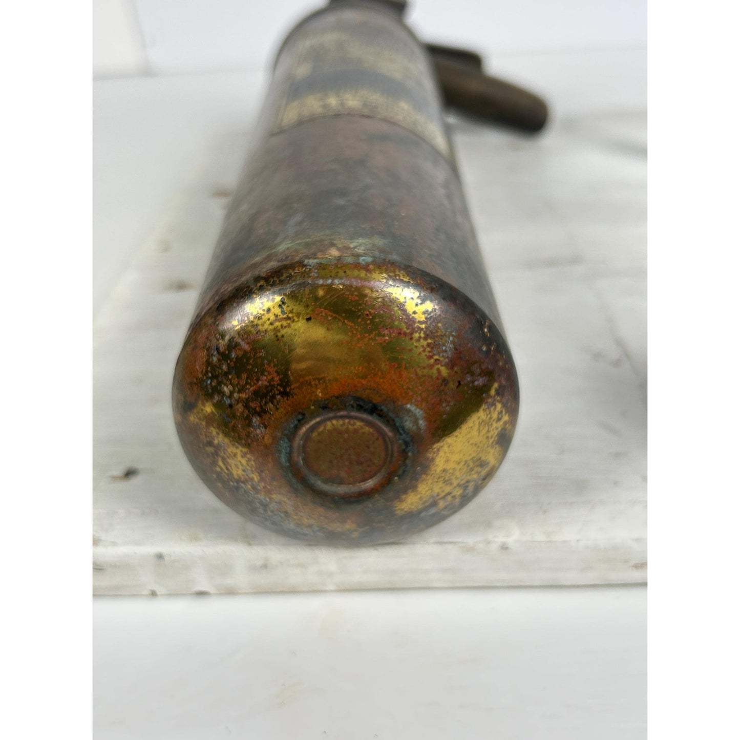 Rare STOP-FIRE Military Aircraft Fire Extinguisher WWII Era Preserved Original Brass Aviation Artifact