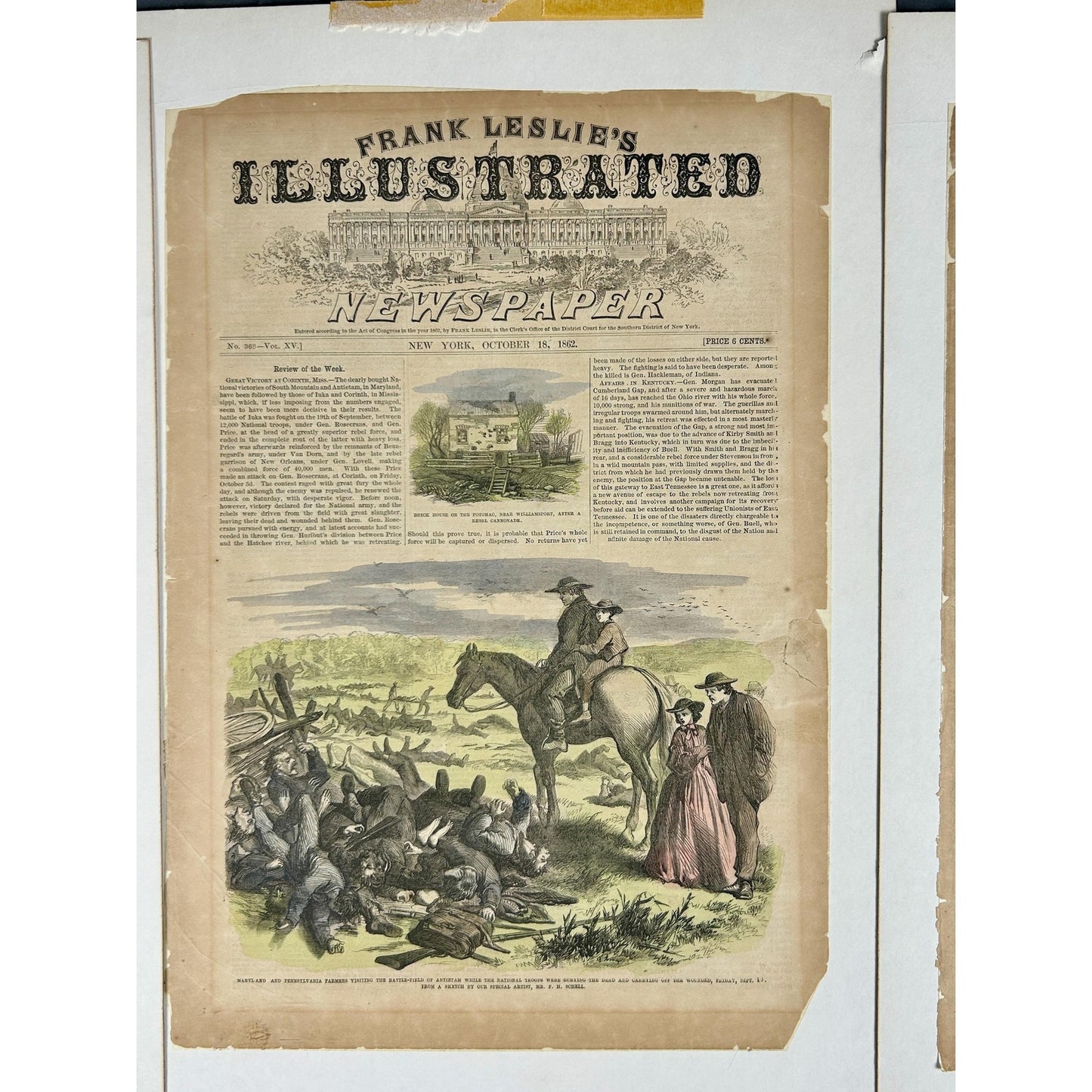 Antique Civil War 1862 Frank Leslie’s Newspaper Antietam Ironclad Original Covers Set of 3 Authentic Naval Battle Engraving Illustrated News