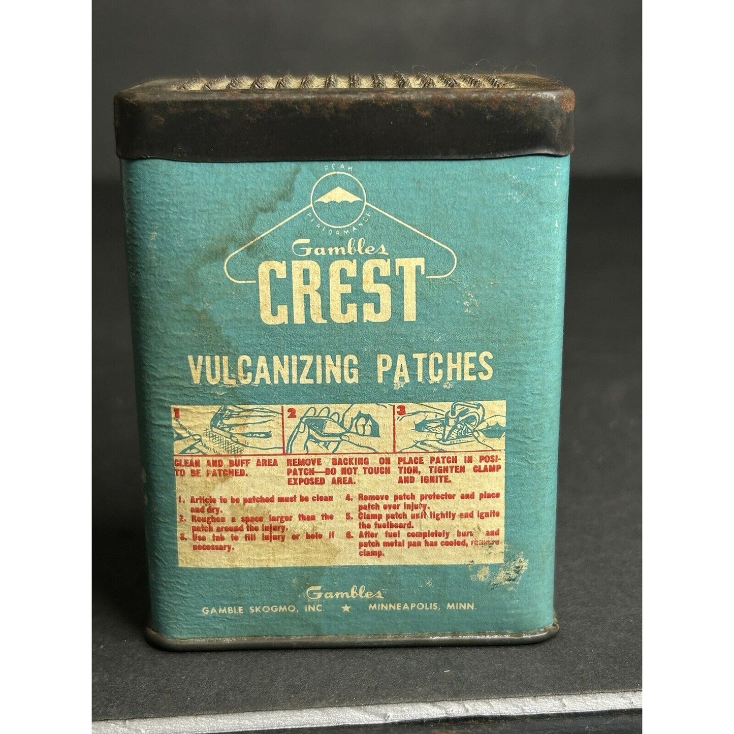 Antique tire patch advertising tin side overall condition