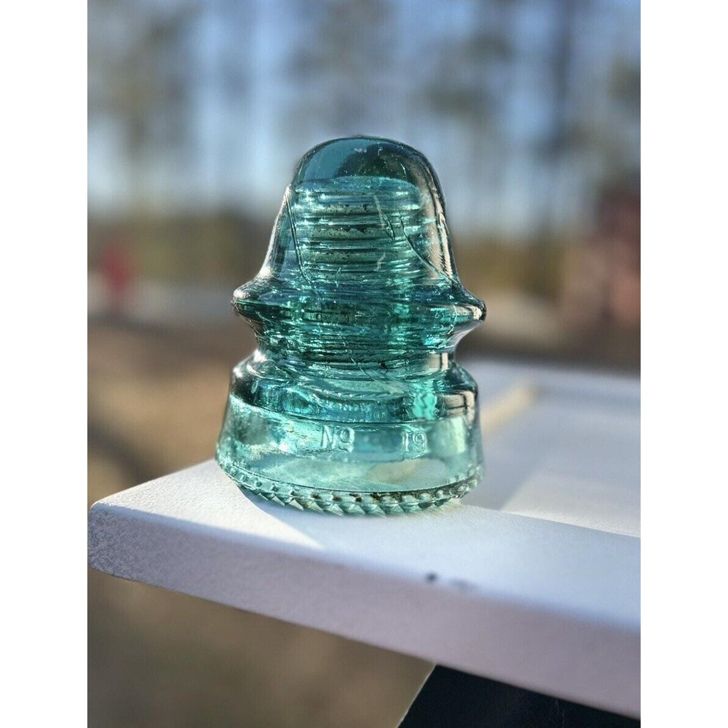 Hemingray glass insulator No 19 Green CD 162 SDP. Lots Of Bubbles! Very Rare. Gorgeous color! Extremely valuable glass insulator. MCM
