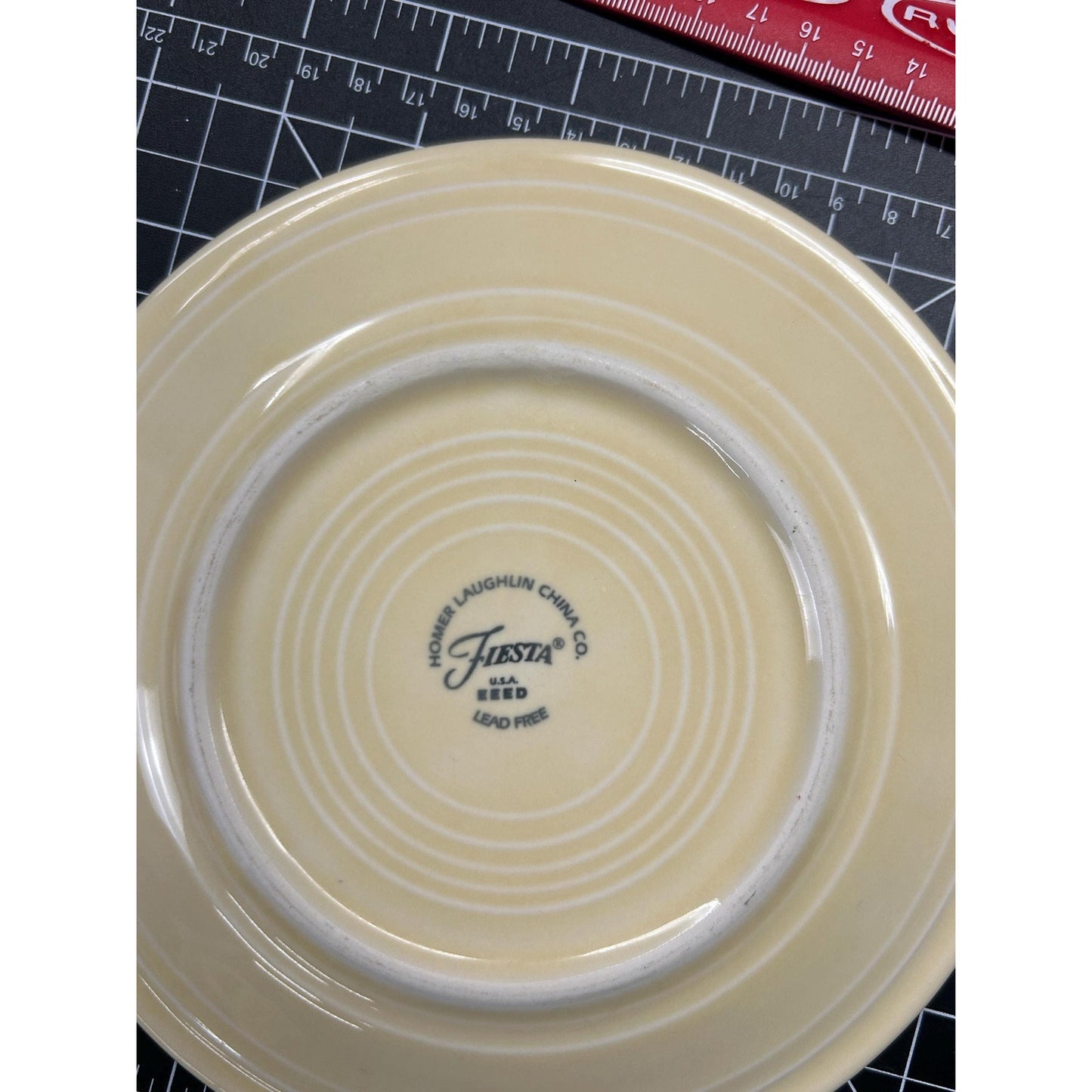 Set of 9 Vintage Fiesta Dinner Plates – Homer Laughlin Fiestaware Yellow Ivory – USA Made Lead-Free – 9”