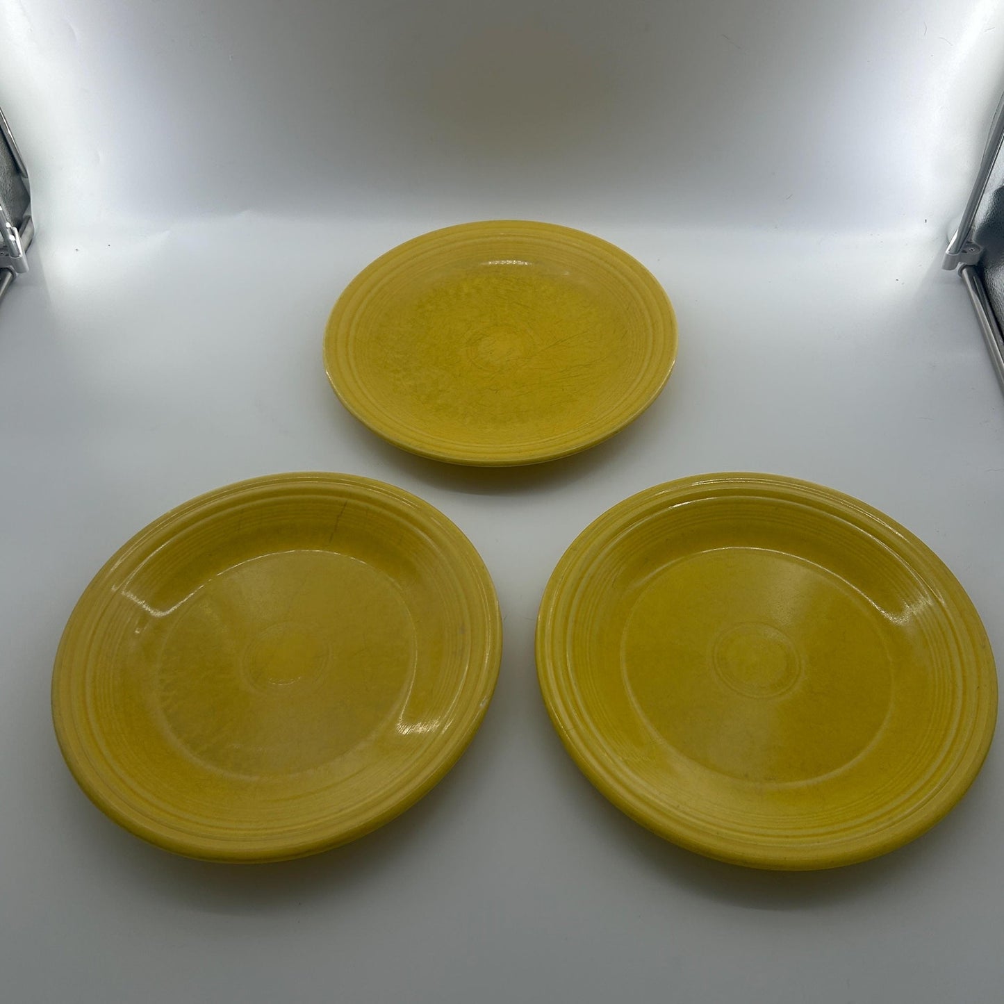 Fiesta Sunflower Yellow Dinner Plates Set • Homer Laughlin Fiesta Ware • Lead Free USA • Yellow Ring Rim Plates • 10.5” Vintage Style