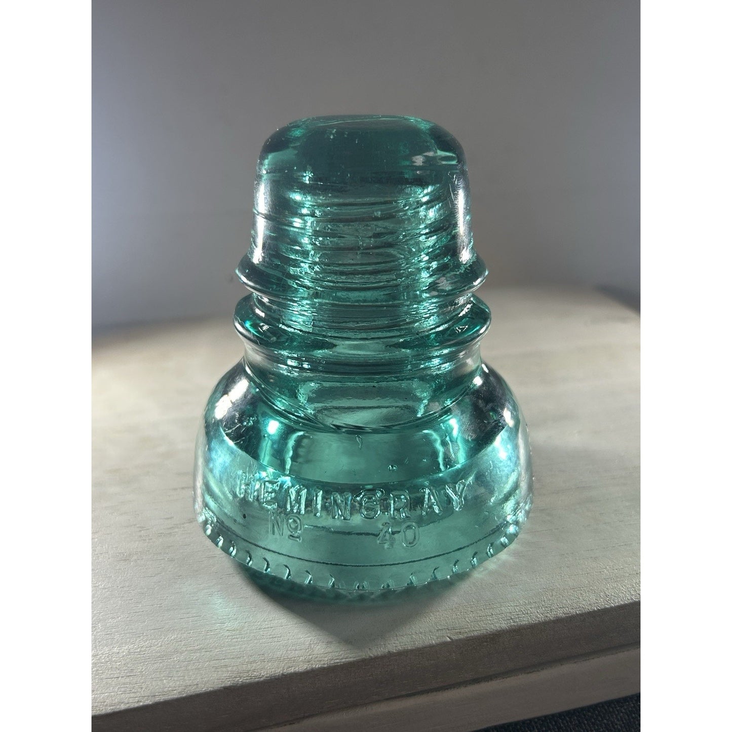 Hemingray 40 Insulator CD 152 Aqua – PATENTED MAY 2 1893 – Vintage Glass. WOW!