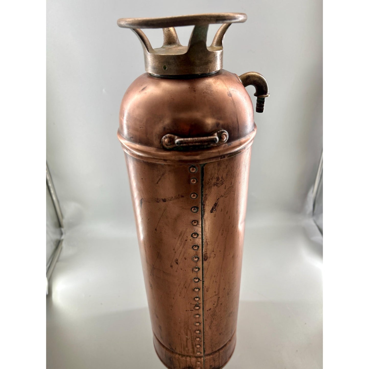 Antique ESSANAY Soda Acid Fire Extinguisher Copper Brass Original Glass Bottle Industrial Firehouse Decor Early 1900s