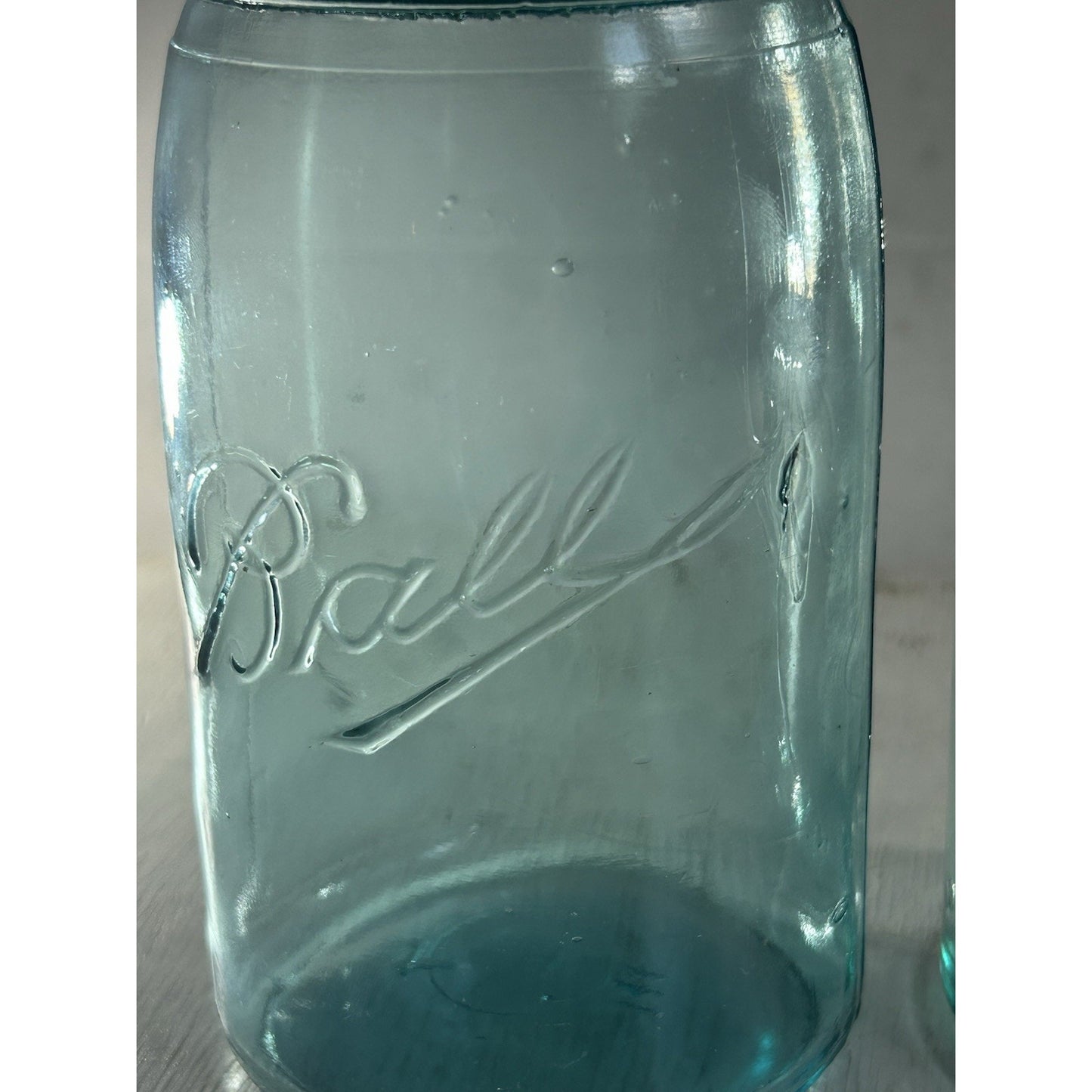 2 1920’s Vintage Ball Mason Jars – Triple L Logo – Quart – Aqua Blue – Zinc Lids