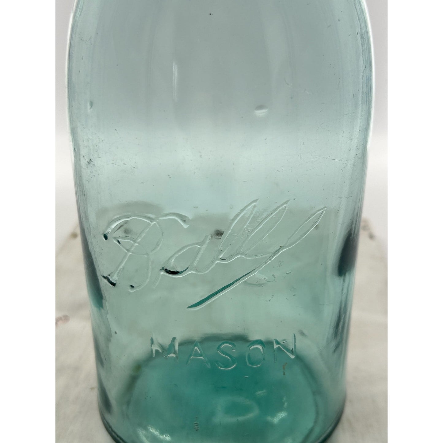 Antique Ball Mason Half Gallon Aqua Blue Triple L Script 1910–1923 Shoulder Seal Zinc Lid Large Early Collector Fruit Jar. Underlined Script