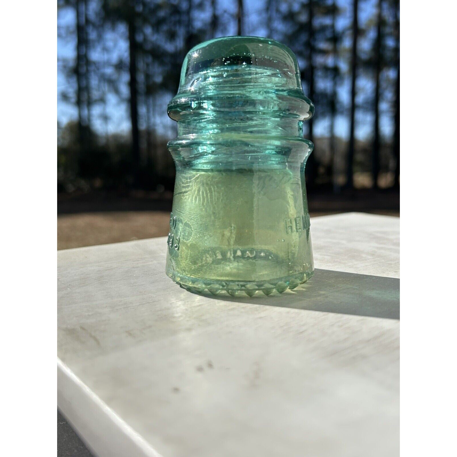 Rare Hemingray No 9 1893 aqua insulator back view