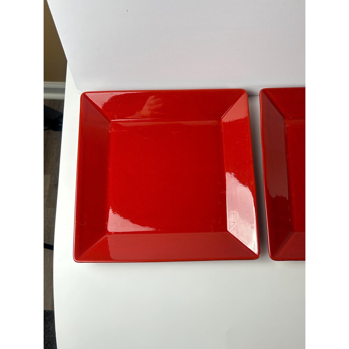 Waechtersbach Red Square Plates Set of 3 – Candy Apple Red Dinner Plates – Modern German Stoneware • Holiday Table Decor • 10”