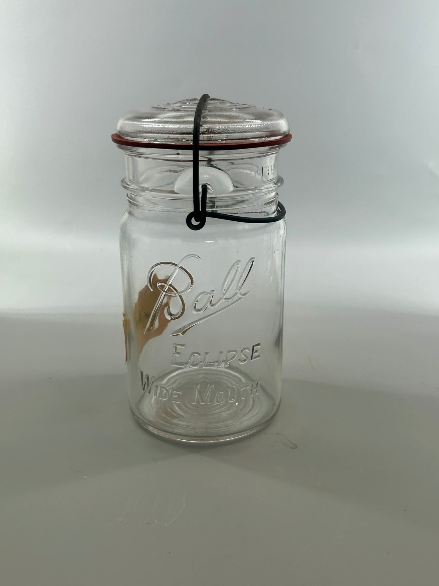 Scarce Complete Ball Eclipse Wide Mouth Jar With Glass Lid & Old Paper Label
