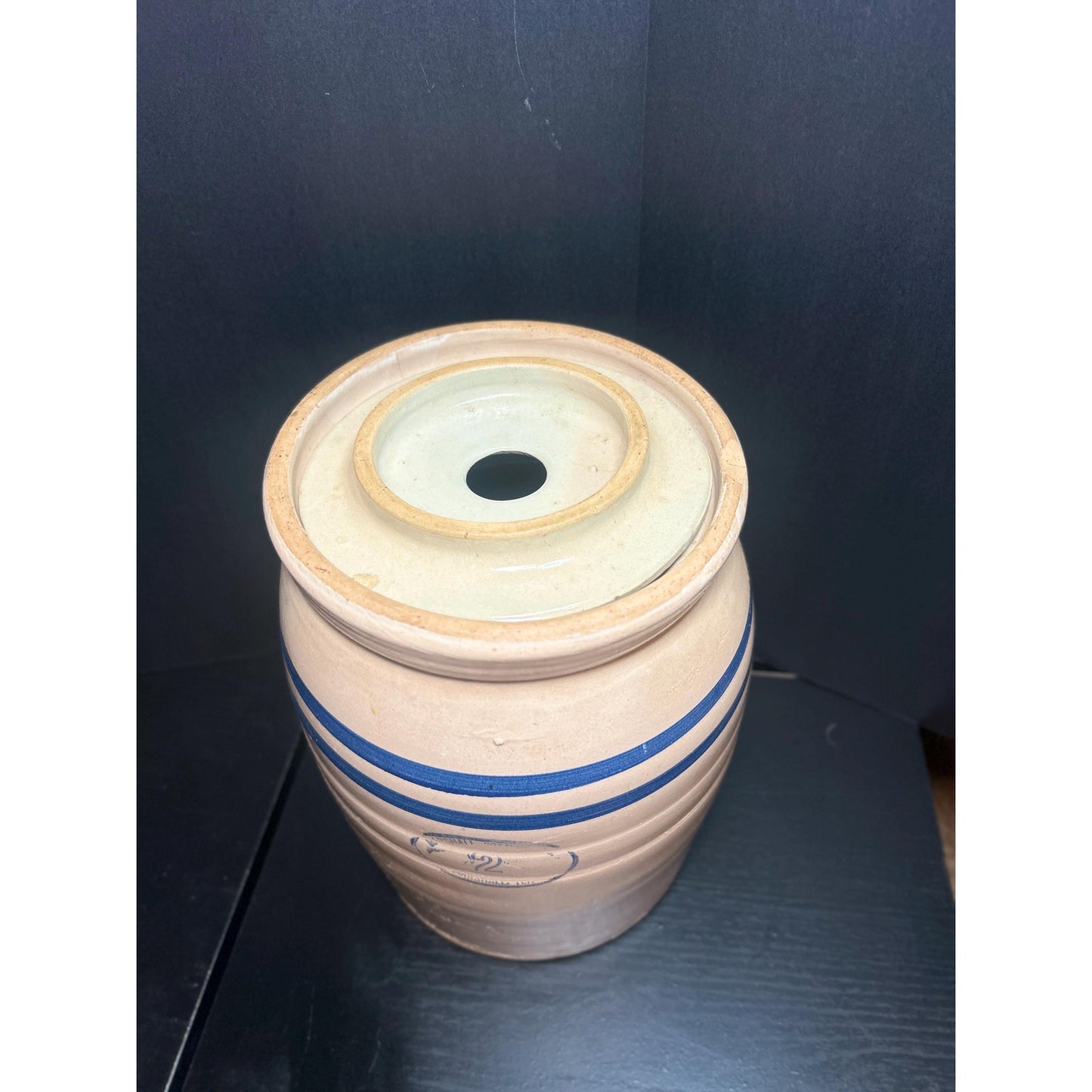 Antique Marshall Pottery 2 Gallon Butter Churn w/ Original Lid | Texas Stoneware Crock | Rustic Farmhouse Primitive Decor | 1930s–1950s