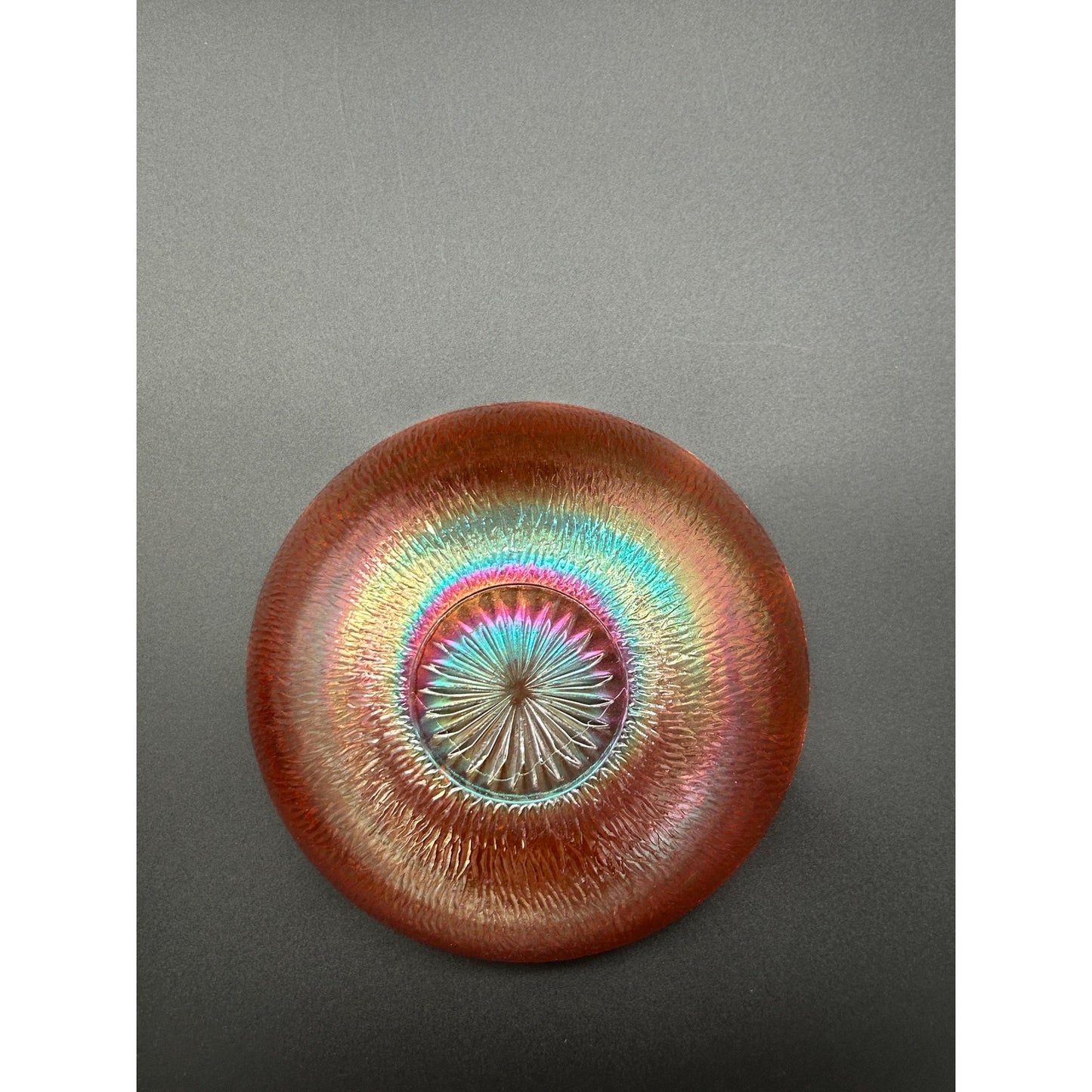Vintage Antique Carnival Glass Bowl | Amber Marigold Iridescent Bowl | 1920s Pressed Glass