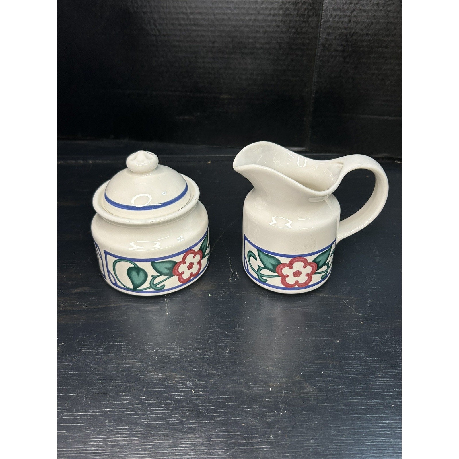 Vintage Rare Pfaltzgraff Arbor Vine Set of Creamer and Covered Sugar MCM