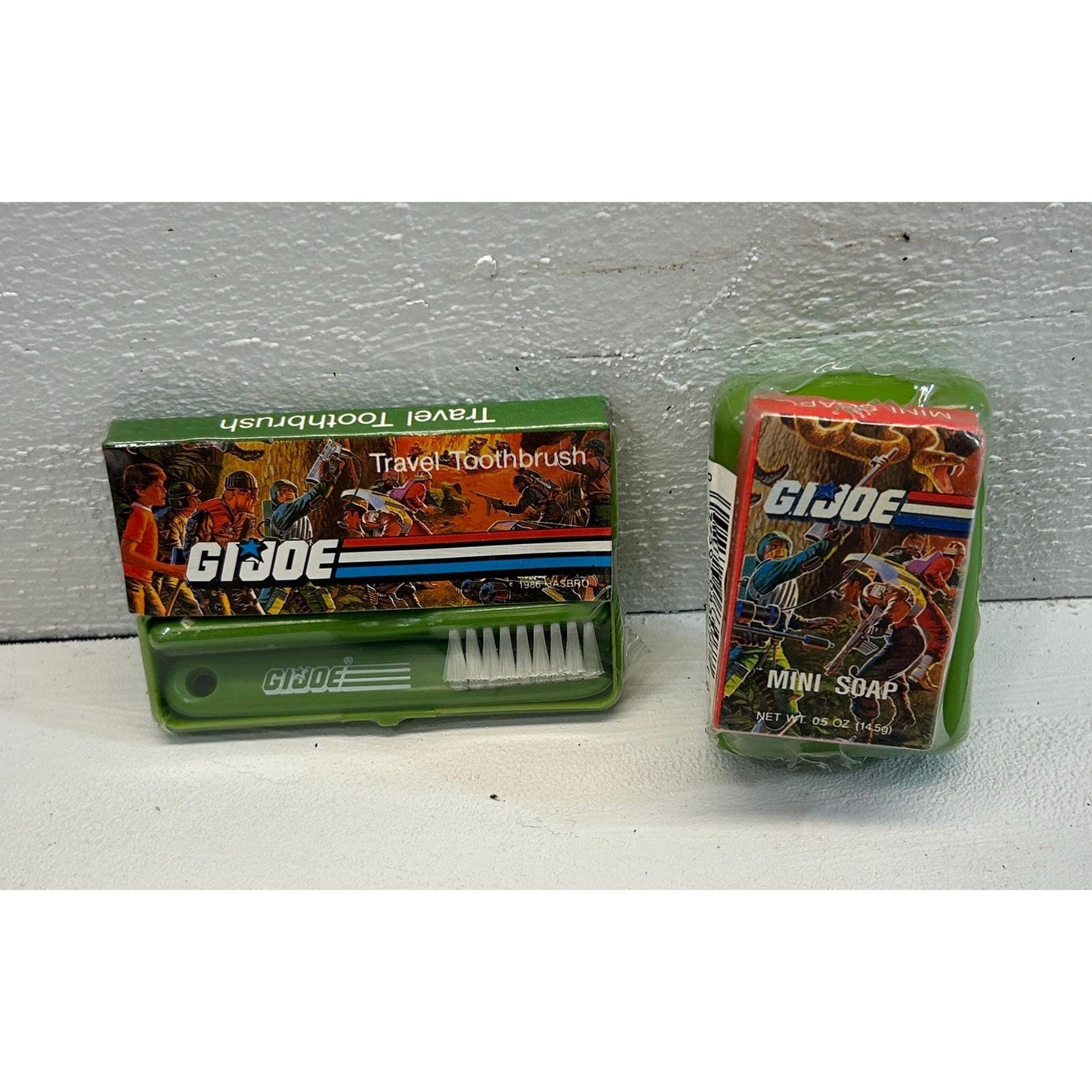 Vintage 1986 G.I. Joe Travel Toothbrush & Mini Soap Set – Hasbro Sealed Toiletries with Original Packaging – Retro Action Figure Toy