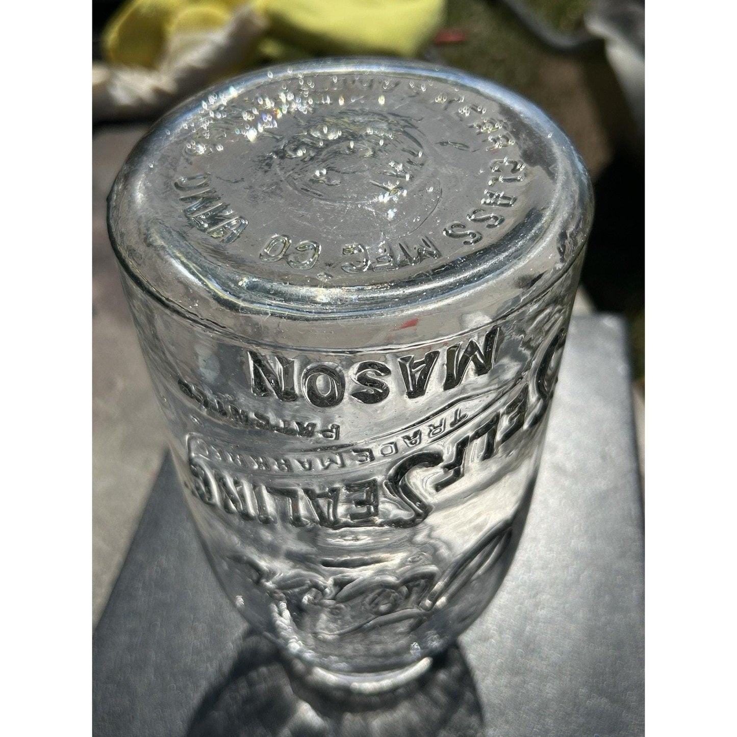 Antique Mason Jar Kerr Self Sealing 1915 Sand Springs Oklahoma Seed Bubble Glass Rare Fruit Jar Collector