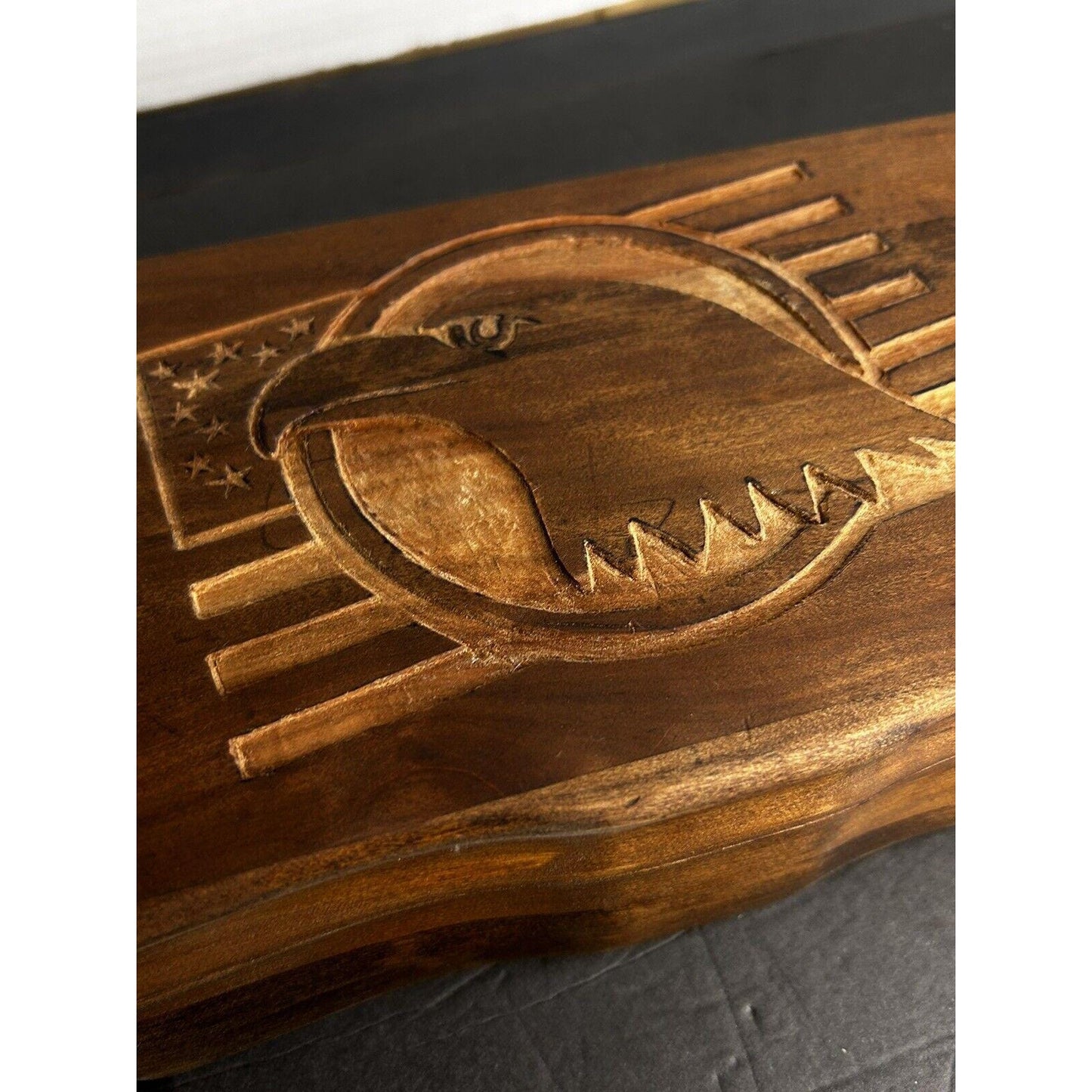 Antique Hand Carved Bald Eagle Wooden Trinket Box With Mirror | America | Trinket_box | Maga | Trump | Patriotic | Home_decor