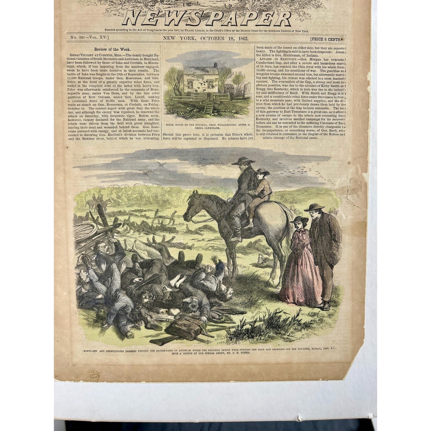 Antique Civil War 1862 Frank Leslie’s Newspaper Antietam Ironclad Original Covers Set of 3 Authentic Naval Battle Engraving Illustrated News