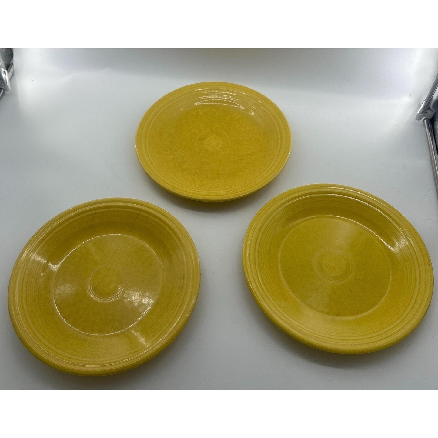 Fiesta Sunflower Yellow Dinner Plates Set • Homer Laughlin Fiesta Ware • Lead Free USA • Yellow Ring Rim Plates • 10.5” Vintage Style