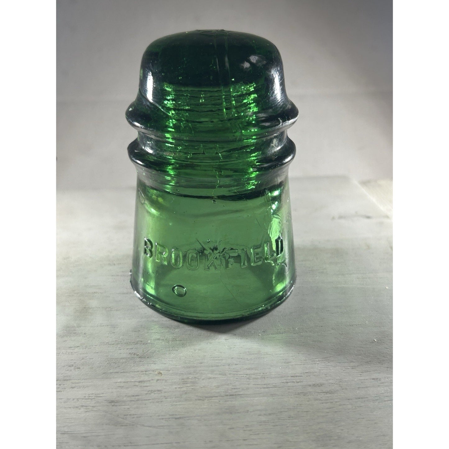 Vintage Deep Emerald Green Brookfield CD 145 Glass Insulator — Rare Color Variant