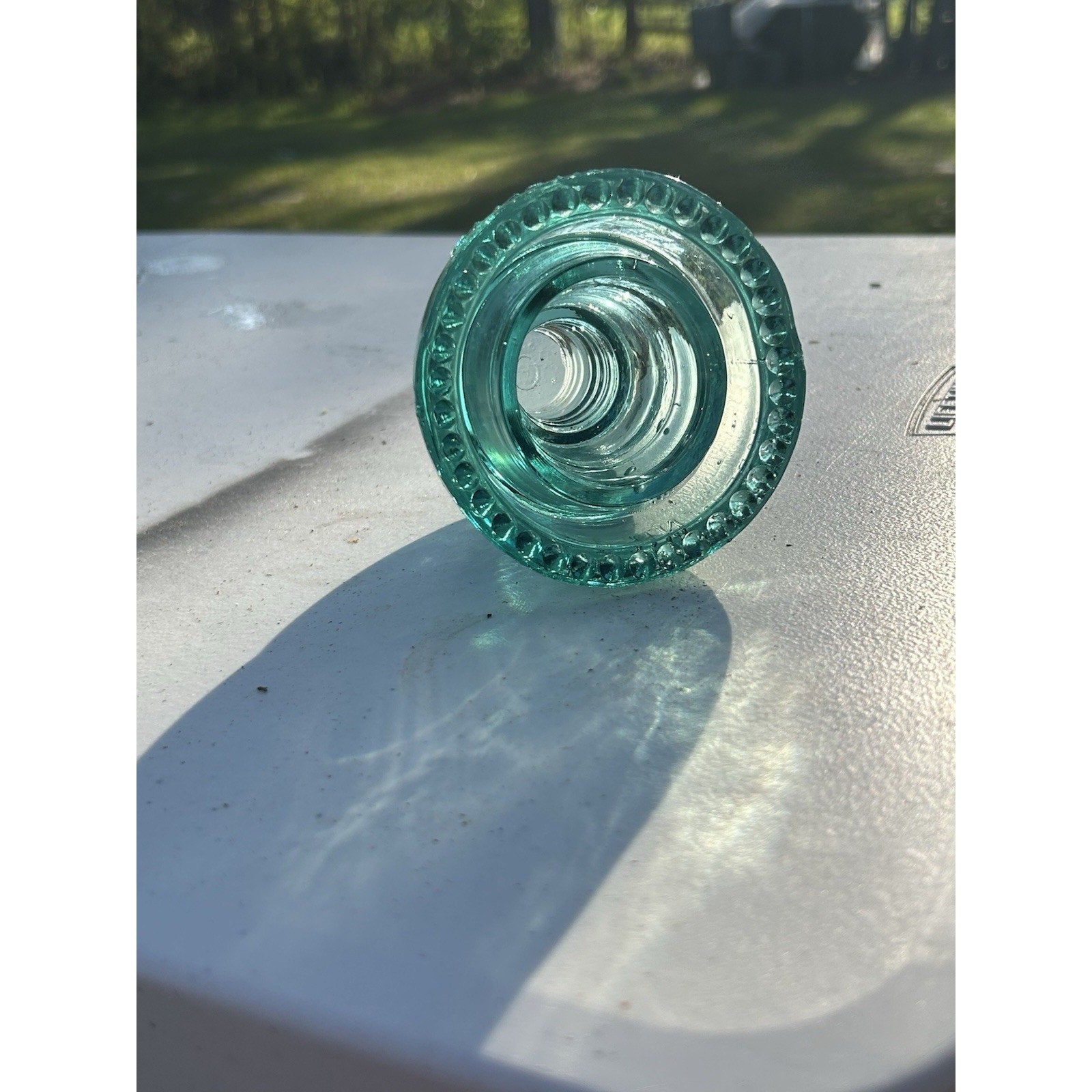 Rare vintage glass insulator Lynchburg No 44 ice blue base marking