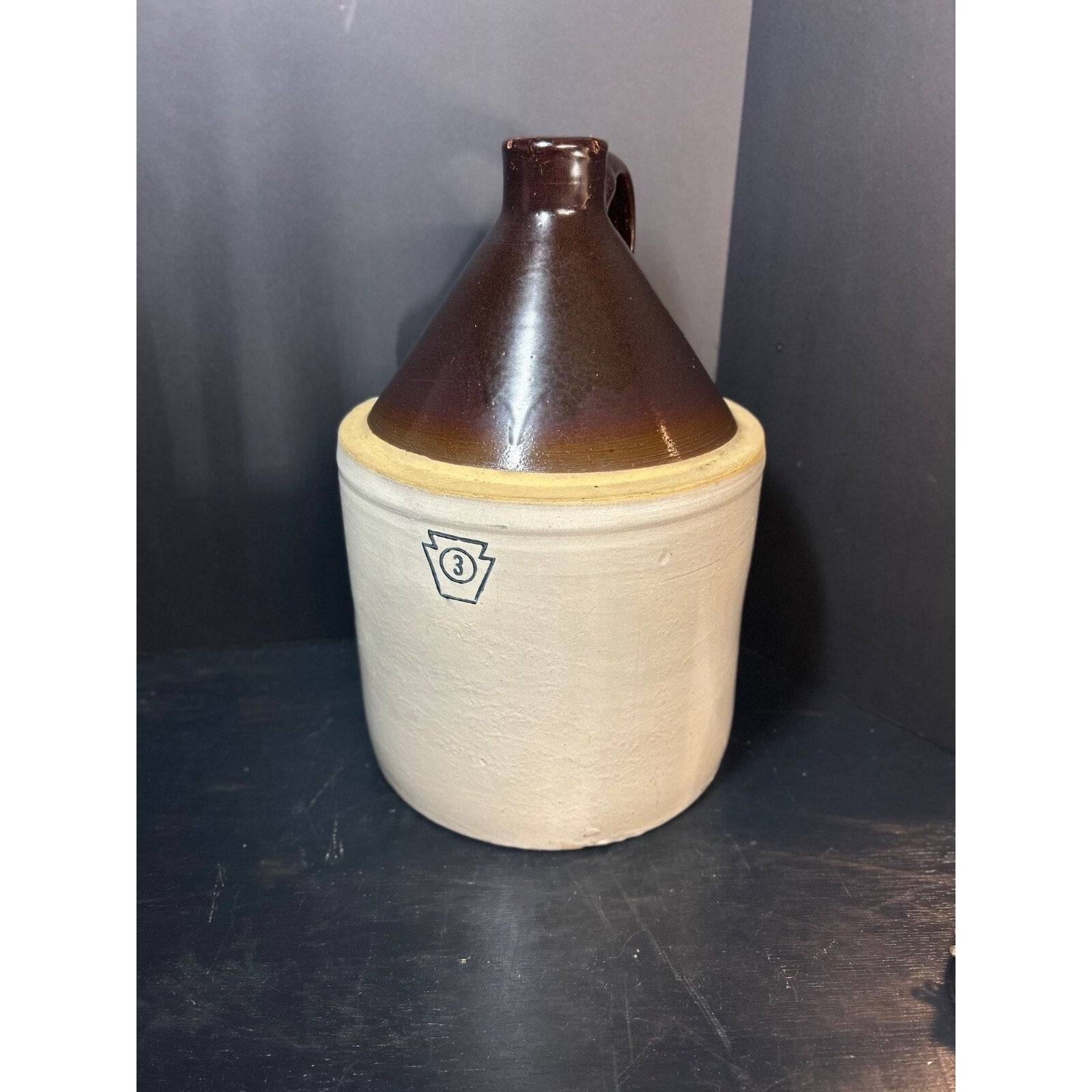 Antique Pfaltzgraff 3 Gallon Stoneware Crock Whiskey Jug No 3 In Keystone