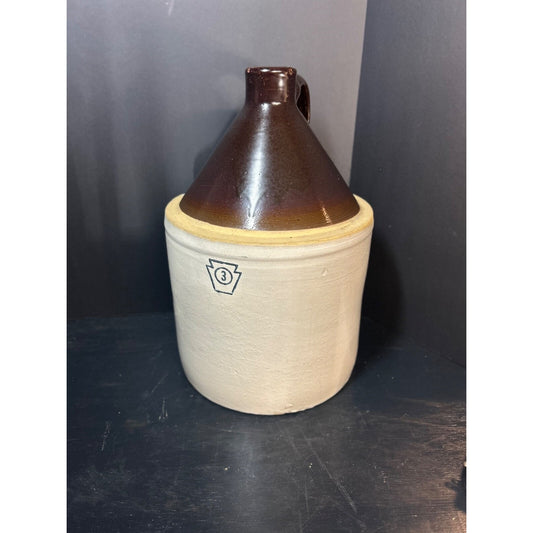 Antique Pfaltzgraff 3 Gallon Stoneware Crock Whiskey Jug No 3 In Keystone