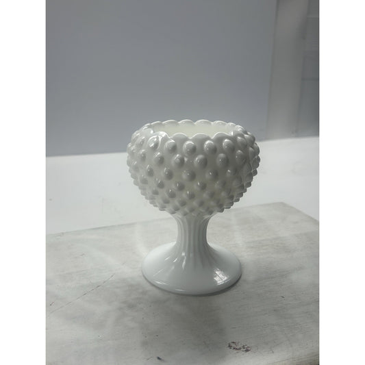 Vintage Fenton Milk Glass Hobnail Compote • Mid-Century Candy Dish Centerpiece • Farmhouse Decor • Rustic Decor • Primitive Decor