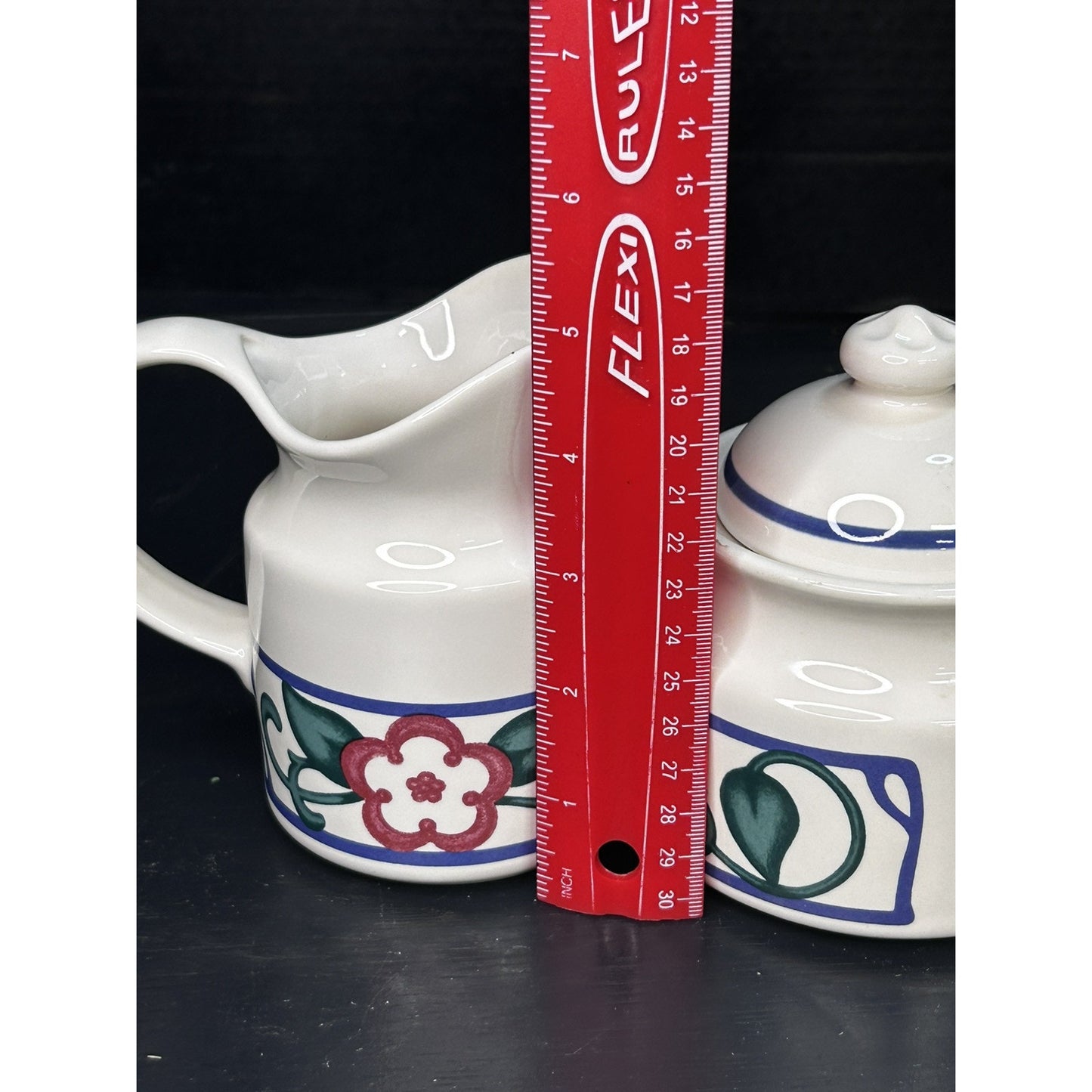 Pfaltzgraff Arbor Vine creamer covered sugar set side view
