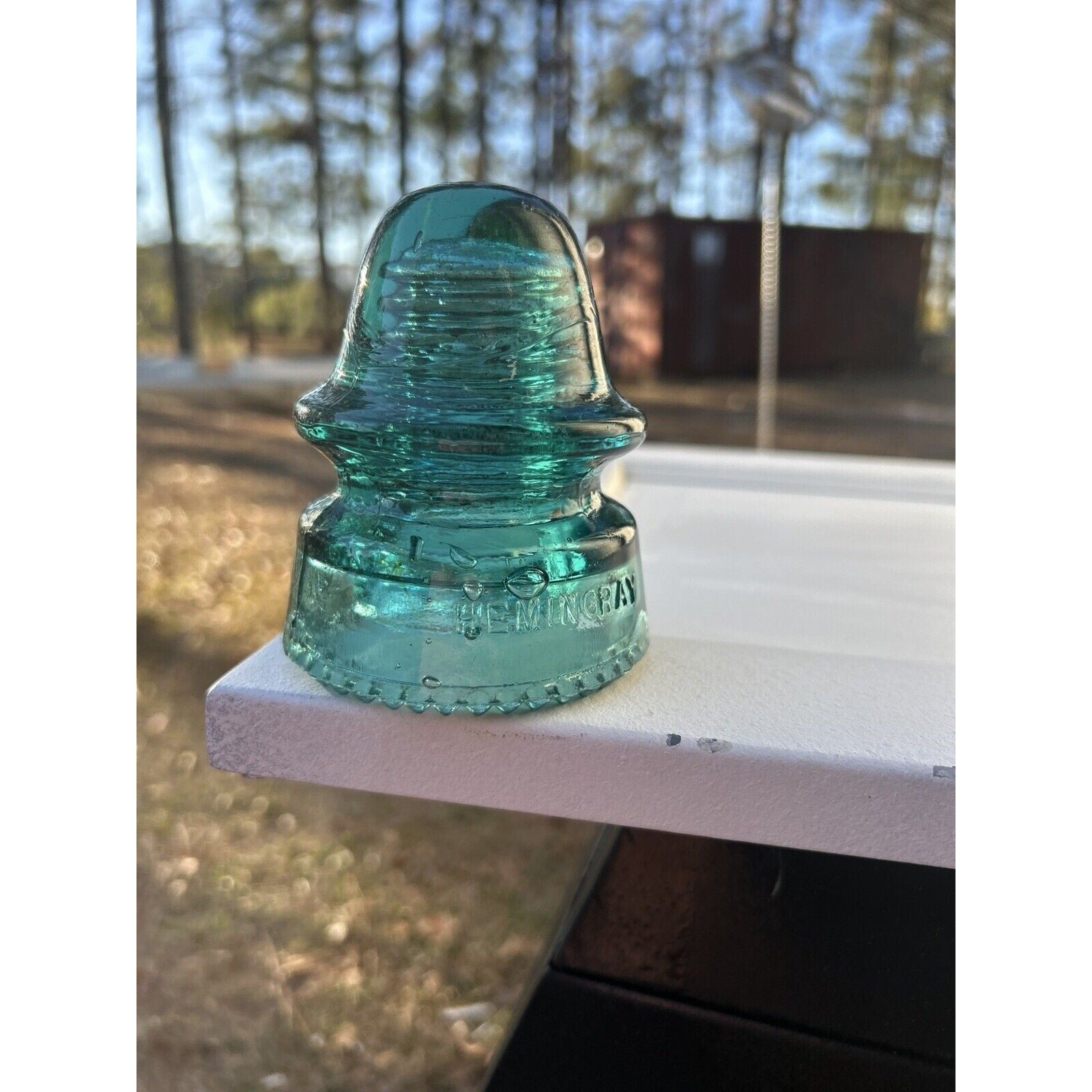 Hemingray No 19 green insulator light transparency color