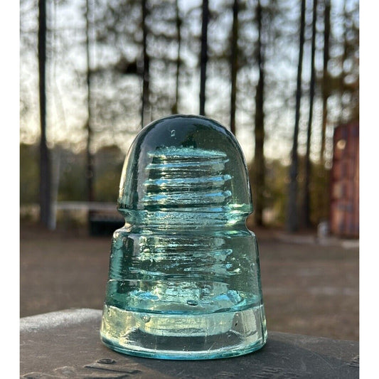 Vintage Aqua Colored Glass Insulator with D on top and B on side