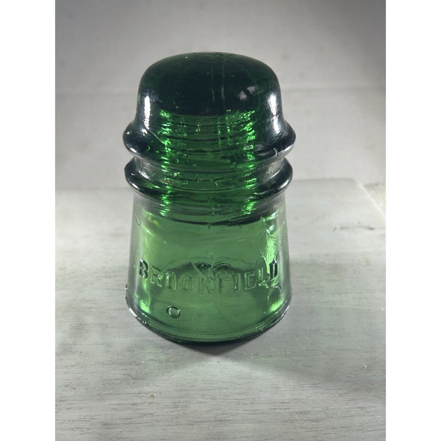 Vintage Deep Emerald Green Brookfield CD 145 Glass Insulator — Rare Color Variant